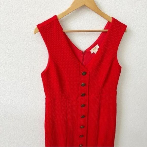 Anthropologie Maeve Sleeveless V-neck Quilted Sheath DressSize L - Picture 6 of 13